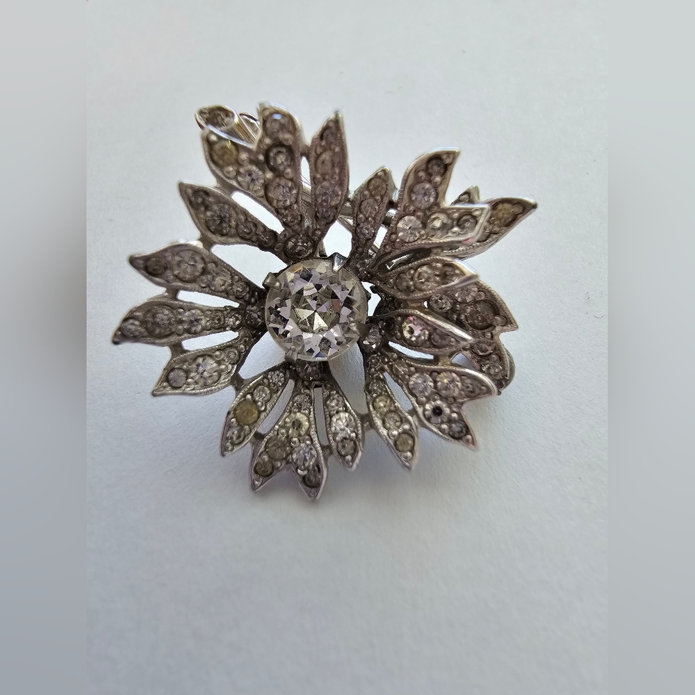 Vintage Christian Dior by Kramer Rhinestone Floral Brooch 1950 Collector's Piece - Picture 1 of 3